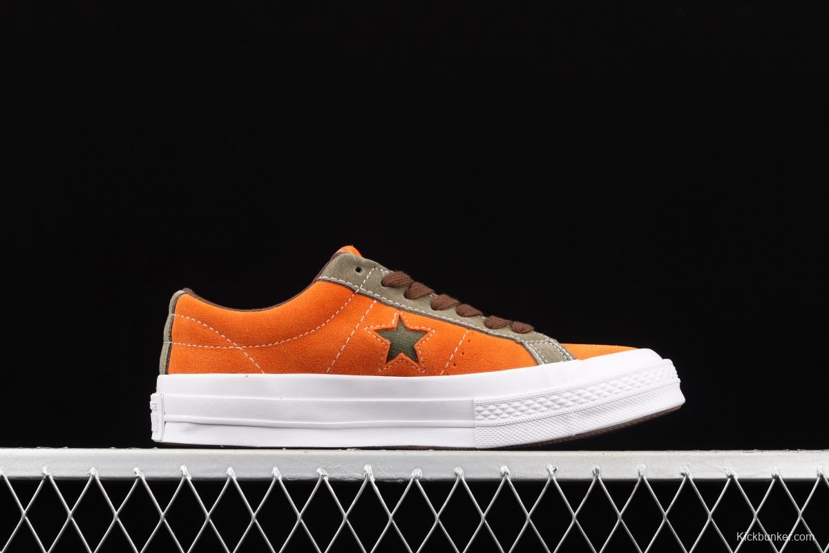 Converse One Star Converse dirty orange-green fur-turned one-star low-top board shoes 161617C