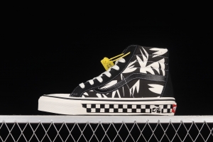 Vans Sk8-Hi Anaheim checkerboard black and white maple leaf print high-top casual shoes VN0A4VHE9Z9