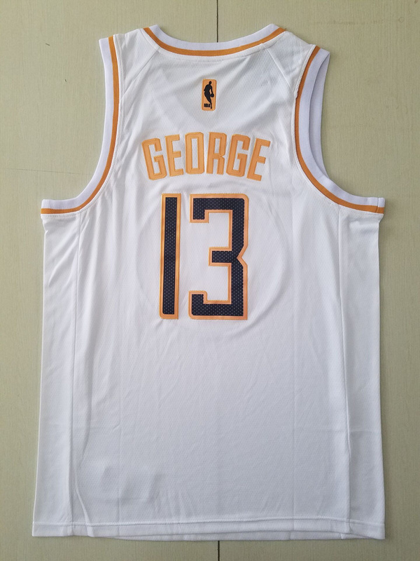 Paul George 13 White Golden Edition Jersey