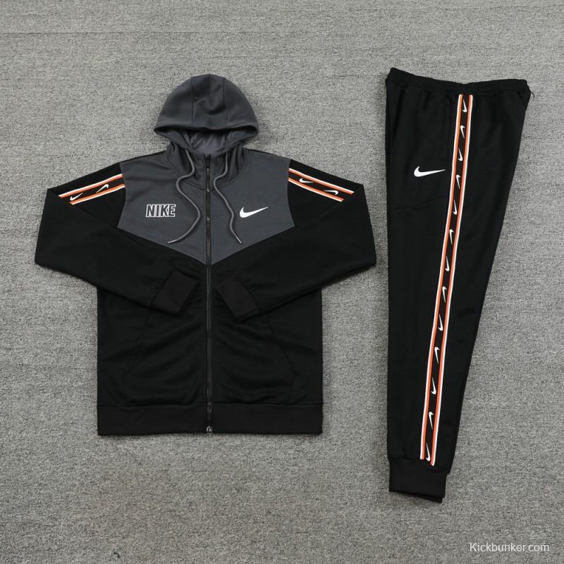 23/24 NIKE Black/Grey Full Zipper Hooide Jacket+Pants