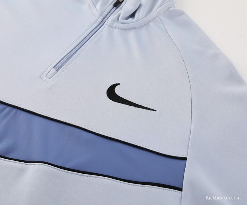 2024 Nike Light Blue Half Zipper Jacket+Pants