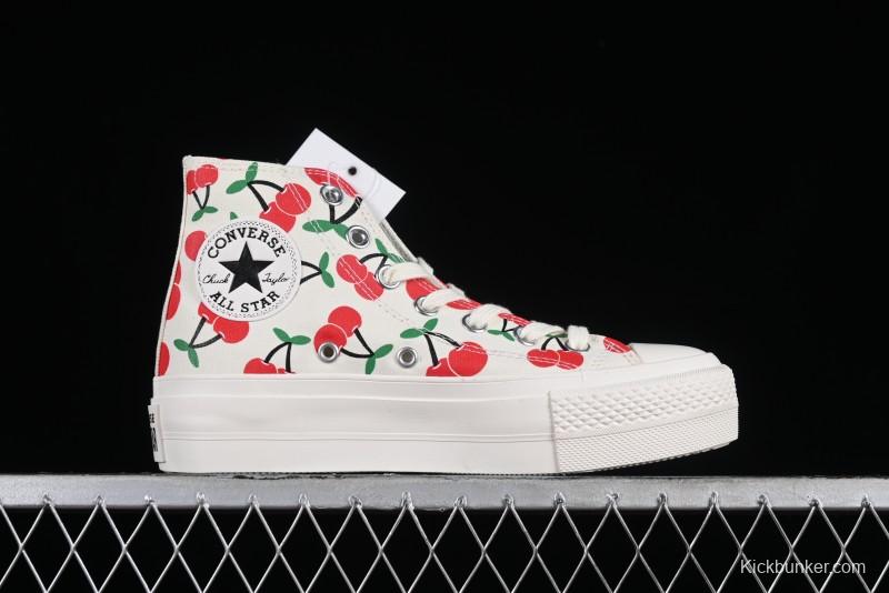 Converse Chuck 1970s Official Cherry Embroidery Platform Vulcanized Canvas Sneakers - A08096C