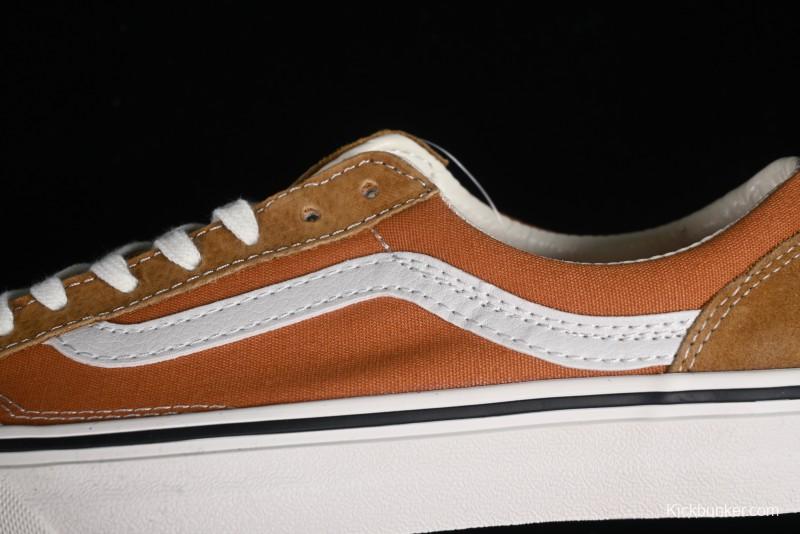Vans Old Skool Reissue 136 High-End Series Round Toe Orange Canvas Vulcanized Shoes - VN000MT6BKQ