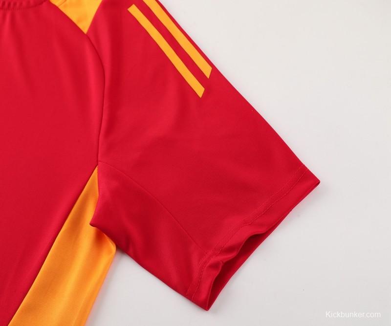 2024 Adidas Red/Yellow Short Sleeve Jersey+Shorts