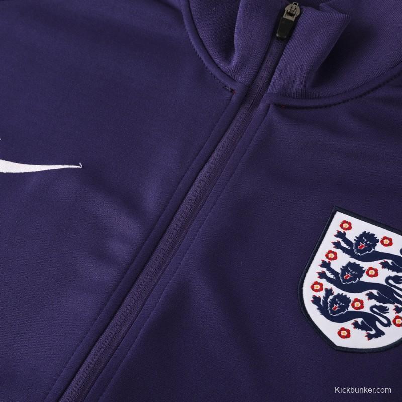 2024 England Navy Full Zipper Jacket +Long Pants