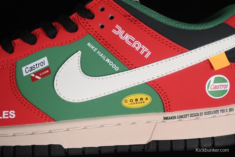 Nike SB Dunk Low Casual Skateboarding Shoes Racing Red/Green - MU0232-361
