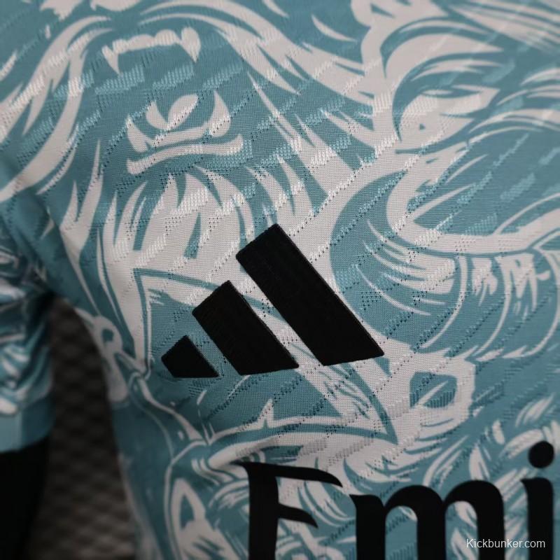 Player Version 25/26 Real Madrid Light Blue with Viking Warrior Pattern Jersey
