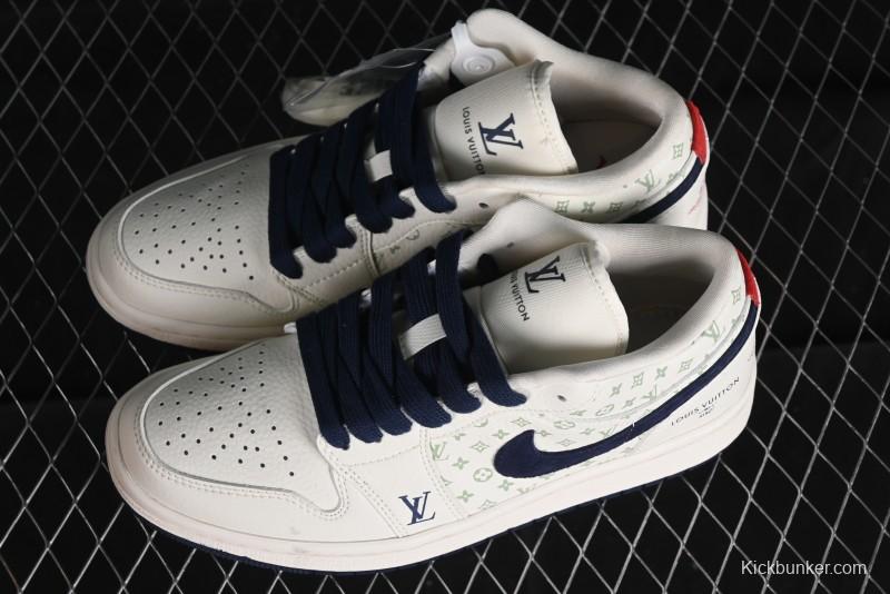 Nike Air Jordan 1 Low LV Collaboration Retro Casual Sneakers in Beige Orange - WG8850-001