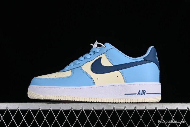 Nike Air Force 1 '07 Low White Blue Color Blocking Casual Sneakers - HF4837-407