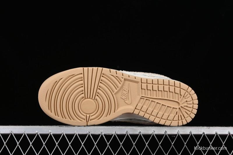 Nike SB Dunk Low LV Collaboration - Beige Swoosh Anniversary High-End Custom Low-Top Casual Skate Shoes - SJ2068-258