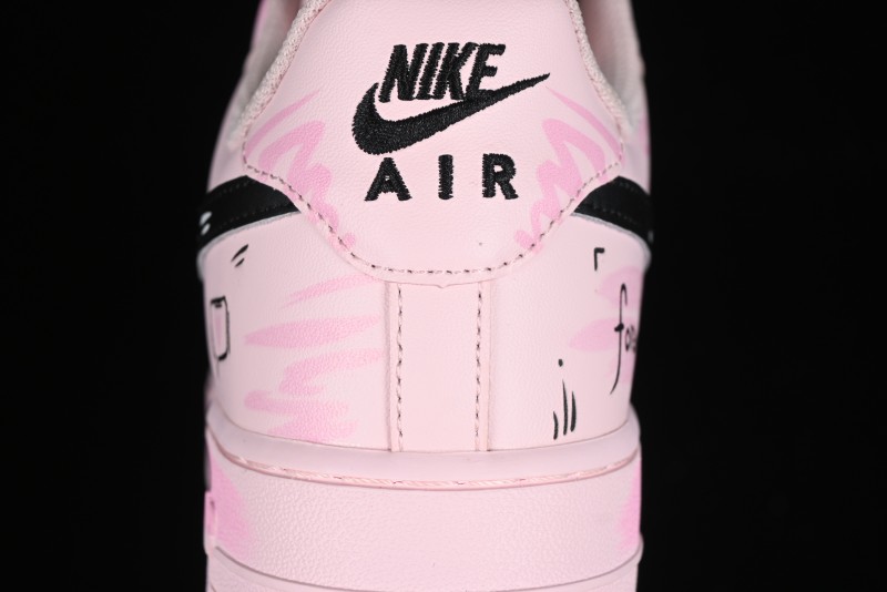 Nike Air Force 1 '07 Low Casual Sneakers with Anime-inspired Peach Pink Spray Design - CW2288-111