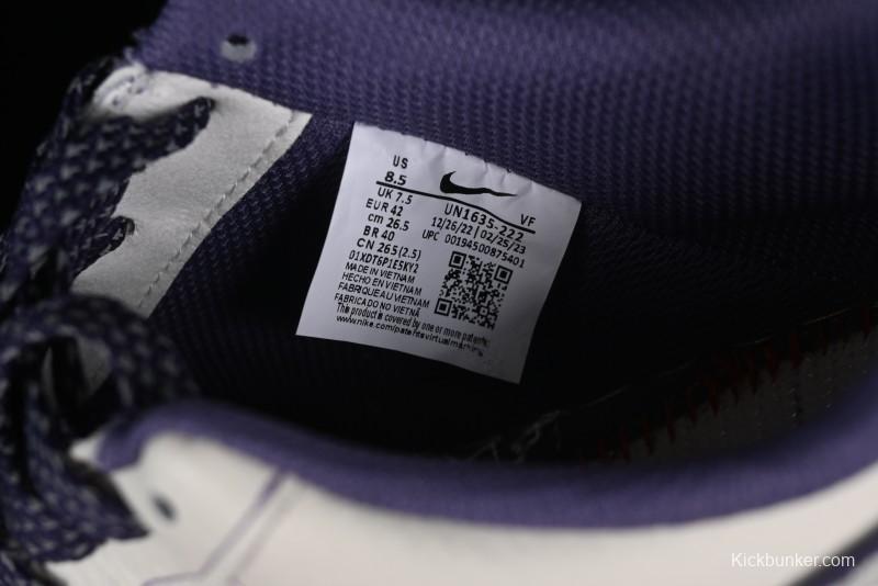 Stussy x Nike Air Force 1 '07 Low Retro Casual Sneakers with Reflective Military Purple - UN1635-222