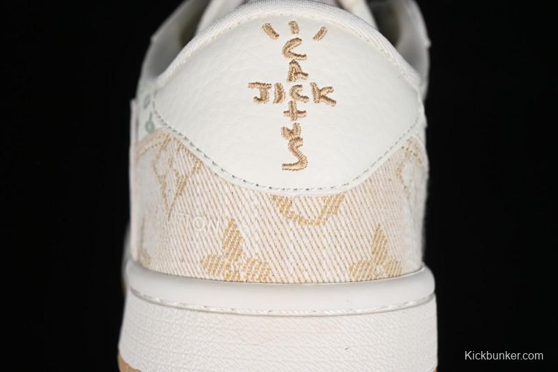 Nike Travis Scott x Fragment Design x Jordan Air Jordan 1 Low OG SP AJ1 LV Khaki Denim Casual Sneakers - SJ2068-009