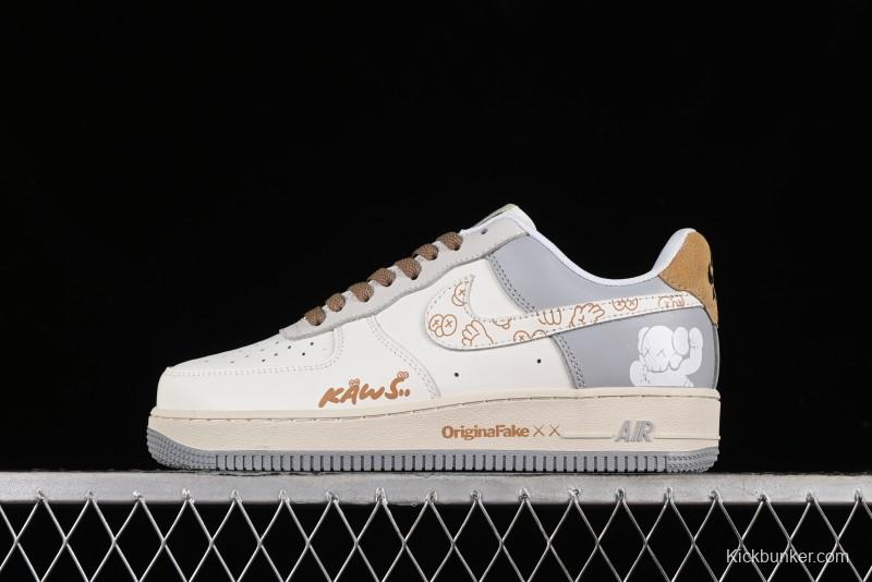 Nike Air Force 1 '07 Low x Kaws Casual Sneakers with Full-Length Air Cushion - CW2288-207