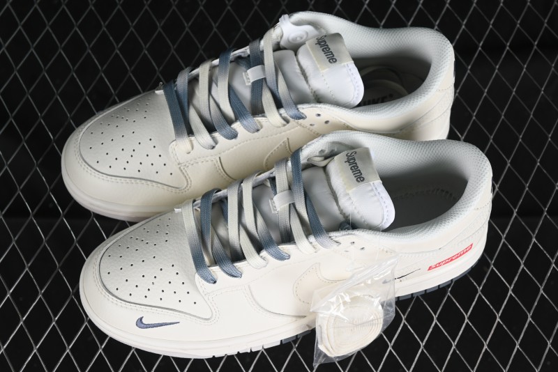 Nike SB Dunk Low Supreme Collaboration - Double Swoosh Anniversary Customized Low-Top Casual Sneakers - BB8675-105