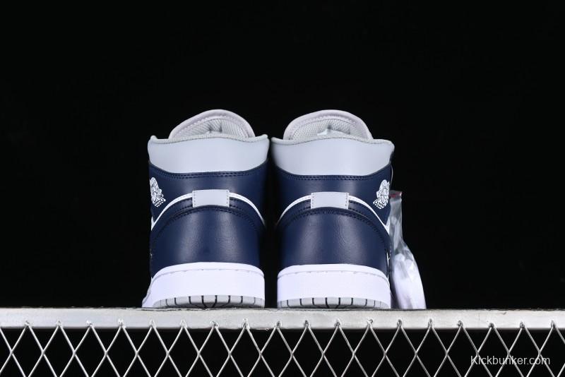 Nike Air Jordan 1 Mid AJ1 Basketball Shoes in Grey Blue - DQ8426-104