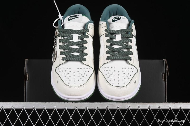 Nike SB Dunk Low Comme des Garçons Collaboration - Woven Beige White Swoosh Anniversary Custom Low-Top Casual Skate Shoes - KK1888-010