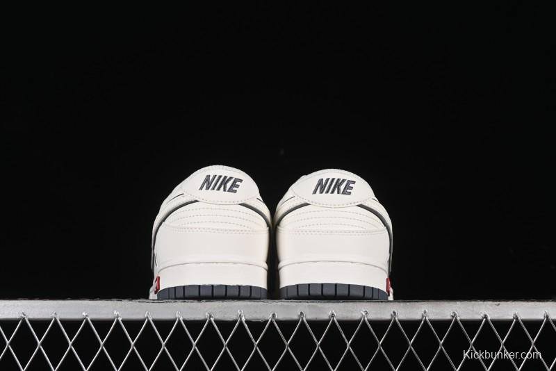Nike SB Dunk Low Supreme Collaboration - Beige Grey Swoosh Anniversary Customized Low-Top Casual Skate Shoes - DJ2024-014