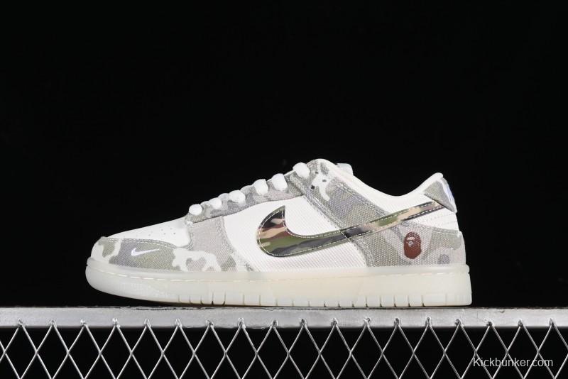 Nike SB Dunk Low Bape Collaboration - Crystal Camouflage Anniversary Custom Low-Top Casual Skate Shoes - JH8040-941