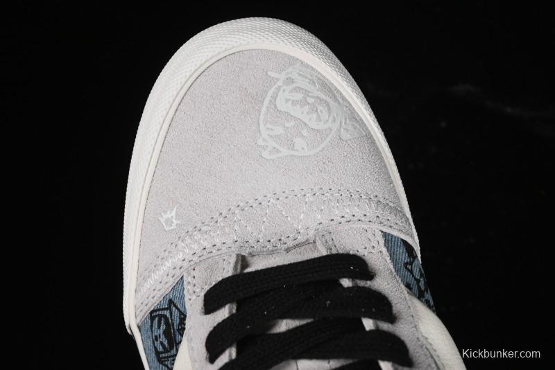 HIRONO Knu Skool Low-Top Casual Sneakers with Denim Graffiti Design - VN0009QCRBL