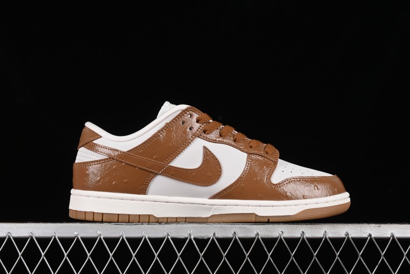 Nike Dunk Low LX SB Casual Skate Shoes in Brown Ostrich - FJ2260-001