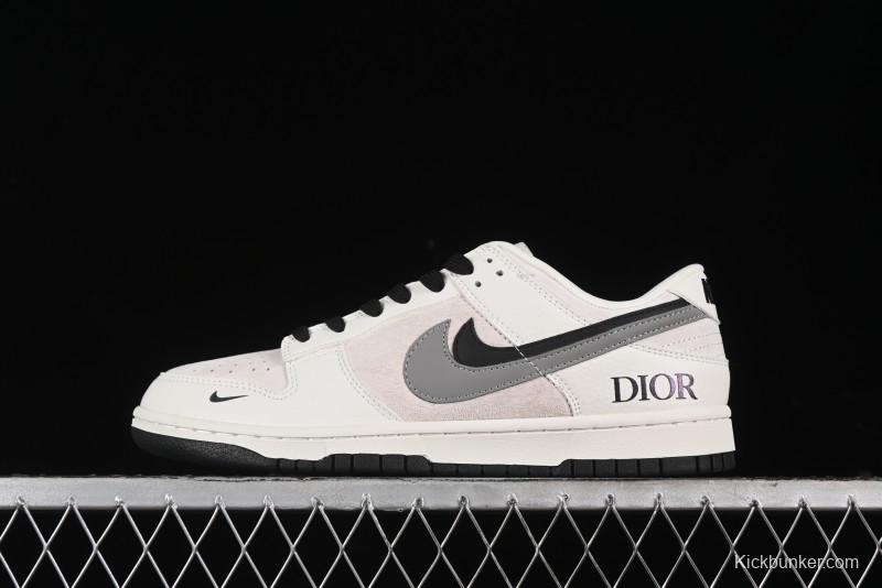 Nike SB Dunk Low Dior Collection - Beige Grey Black Swoosh Anniversary High-End Custom Low-Top Casual Skate Shoes - XD6188-041