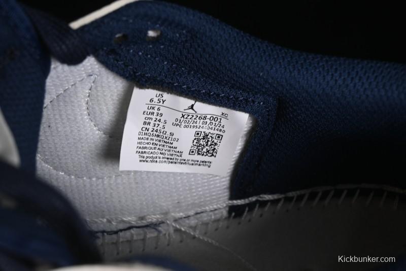 Nike Travis Scott x Fragment Design x Air Jordan 1 Low OG SP AJ1 Supreme Collaboration - Dark Blue Swoosh Low-Top Casual Sneakers - XZ2268-001