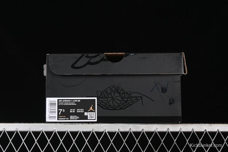 Nike Air Jordan 1 Low "Coconut Milk Black" Casual Basketball Shoes with Team Gold Accents - HQ3437-101