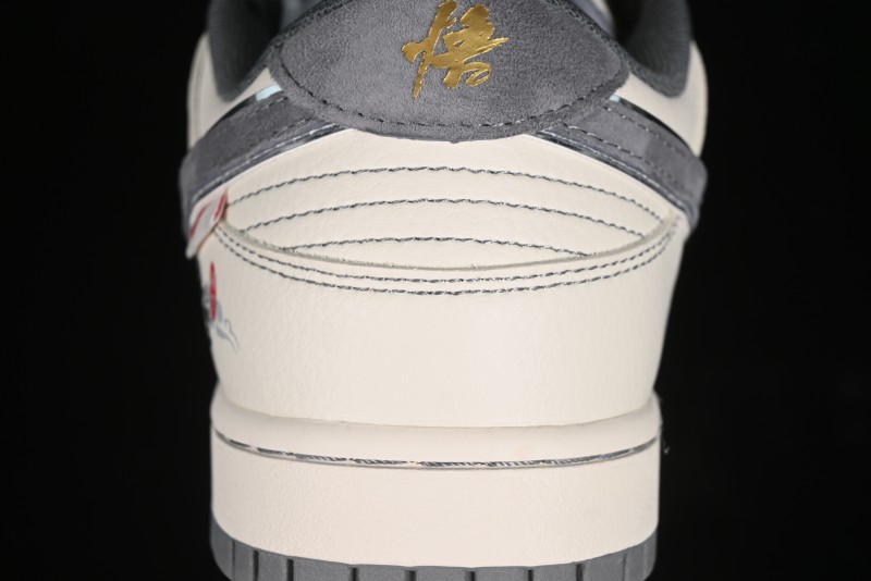 Nike SB Dunk Low Black Wukong Series - Light Gray Swoosh Anniversary Custom Low-Top Casual Skate Shoes - SJ1098-013