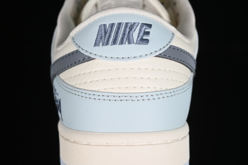 Nike SB Dunk Low Stussy Collaboration Anniversary Edition Light Blue Custom Low-Top Casual Skate Shoes - CF3688-012