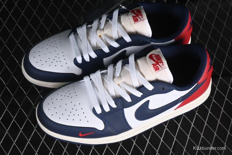 Nike Air Jordan 1 Low OG "Howard University" Casual Sneakers with Blue Toe and Red Heel - HQ2993-100