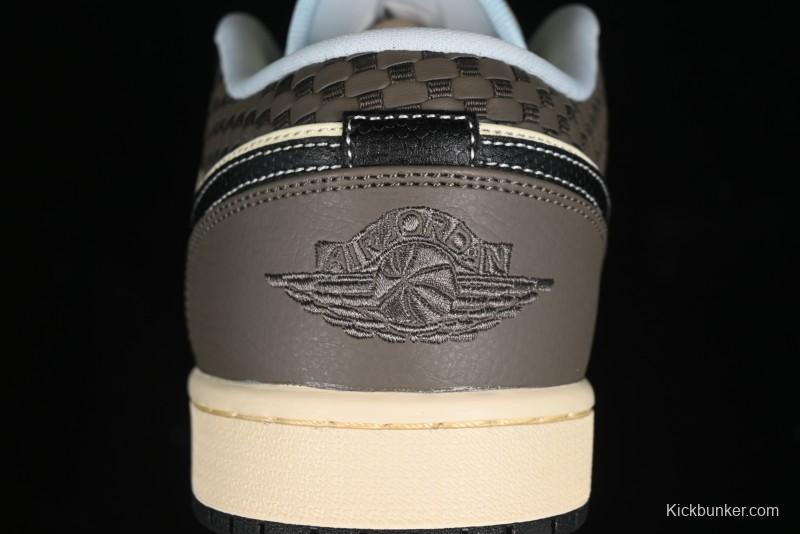 Nike Air Jordan 1 Low "Coconut Milk Black" Casual Basketball Shoes with Contrast Swoosh - HQ3437-101