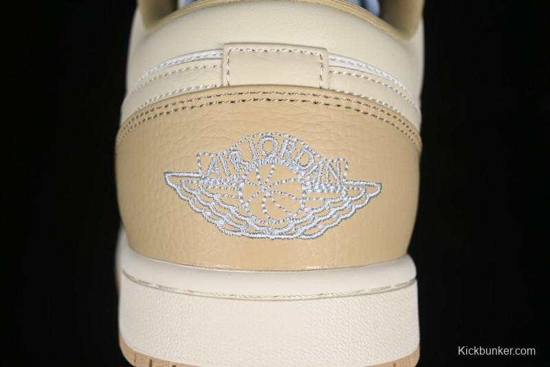 Nike Air Jordan 1 Low OG AJ1 Retro Basketball Shoes in White and Brown - HQ4186-111