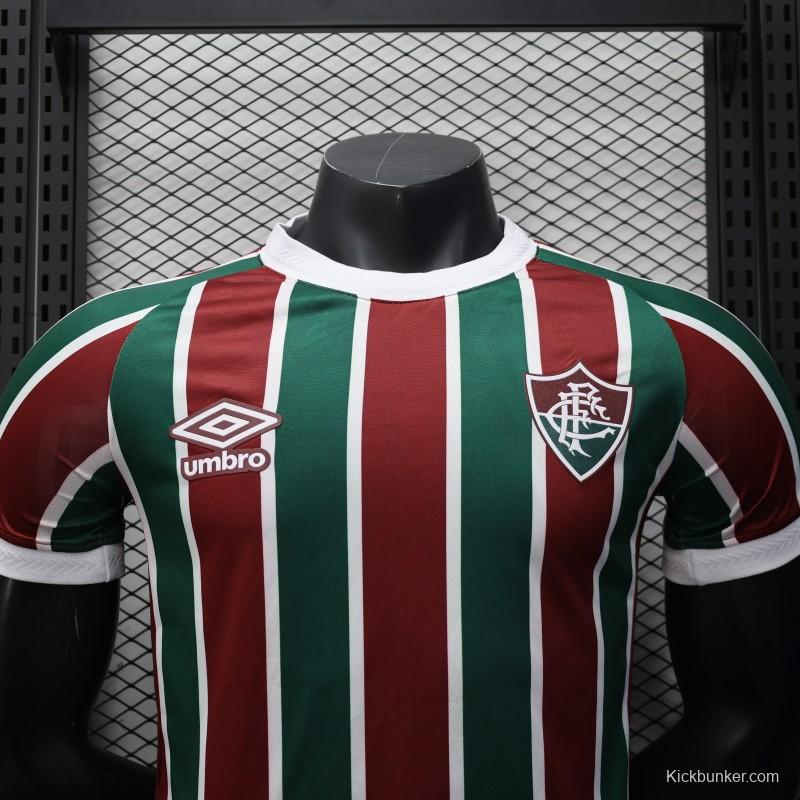 Player Version 25/26 Fluminense Green and Burgundy Vertical Striped with White Trim Jersey