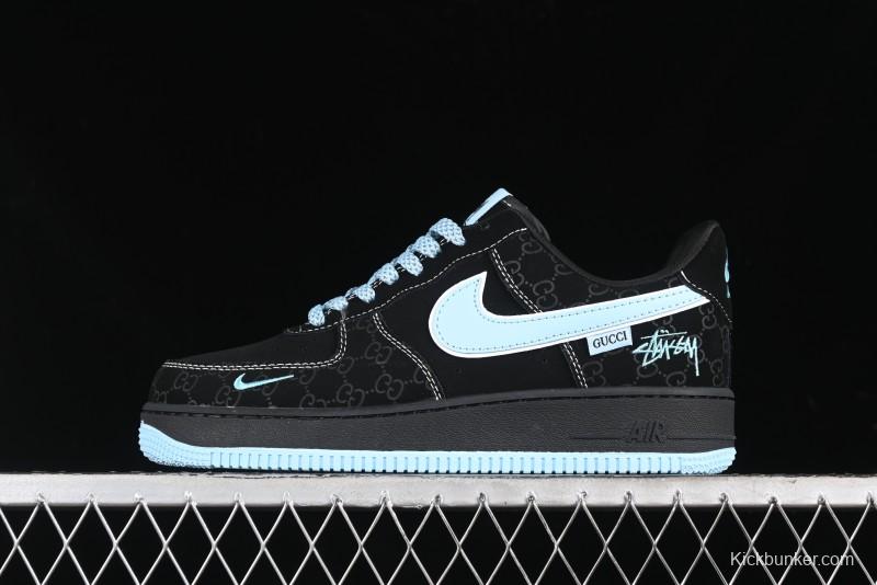 Nike Air Force 1 '07 Low Stussy Collaboration - Black Tiffany Low-Top Casual Sneakers - KK1988-008