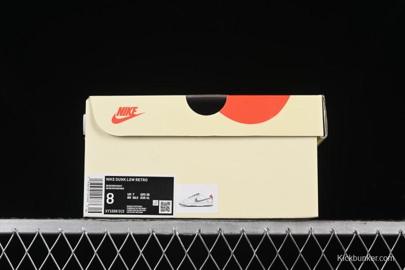 Nike SB Dunk Low Stussy Collaboration - Grey Pigskin Red Tail Anniversary High-End Custom Low-Top Casual Skate Shoes - XY2025-015