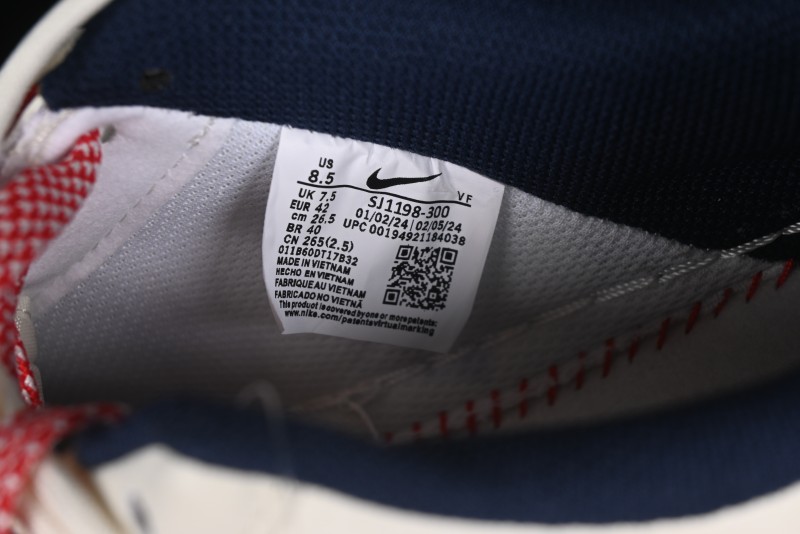 Nike Air Force 1 '07 Low Stussy Collaboration - Off White Red Lace-Up Low-Top Casual Sneakers - SJ1198-300