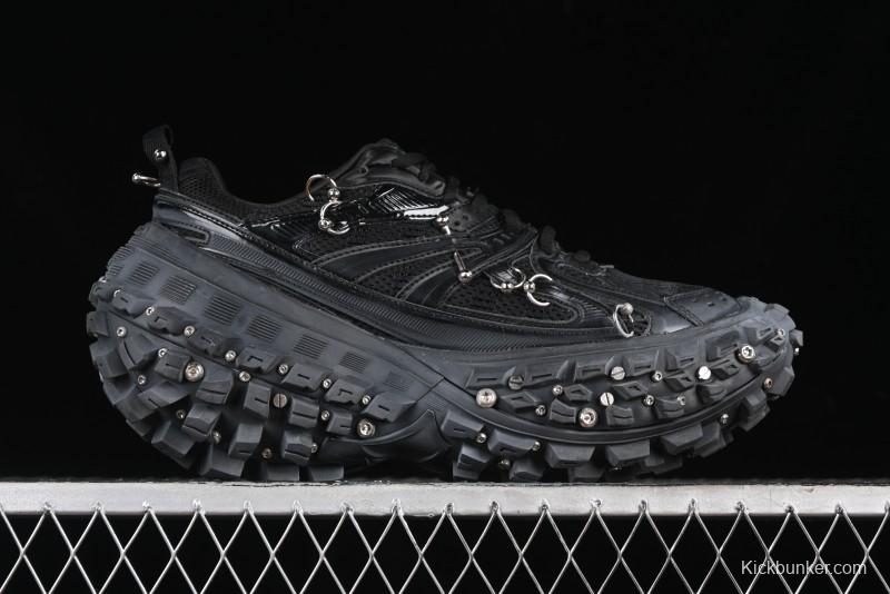 Balenciaga Defender Rubber Platform Sneakers Low-Top Combat Outdoor Shoes with Studded Design and Exaggerated Tire Tread Sole - W2RAG1081