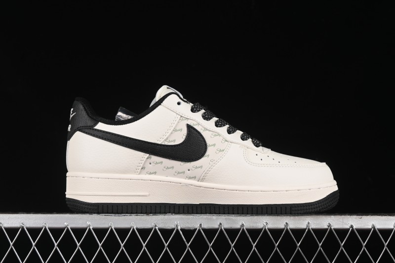 Nike Air Force 1 '07 Low Stussy Collaboration - White Black Low-Top Casual Sneakers - XZ3328-001