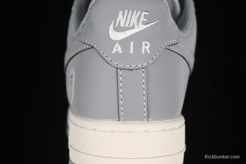 Nike Air Force 1 '07 Low Bape Collaboration - Off White Grey Low Top Casual Sneakers - BB6566-207