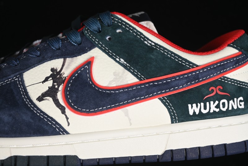 Nike SB Dunk Low Wukong Series - Beige with Navy Swoosh Anniversary Customized Low-Top Casual Skate Shoes - DJ2024-035