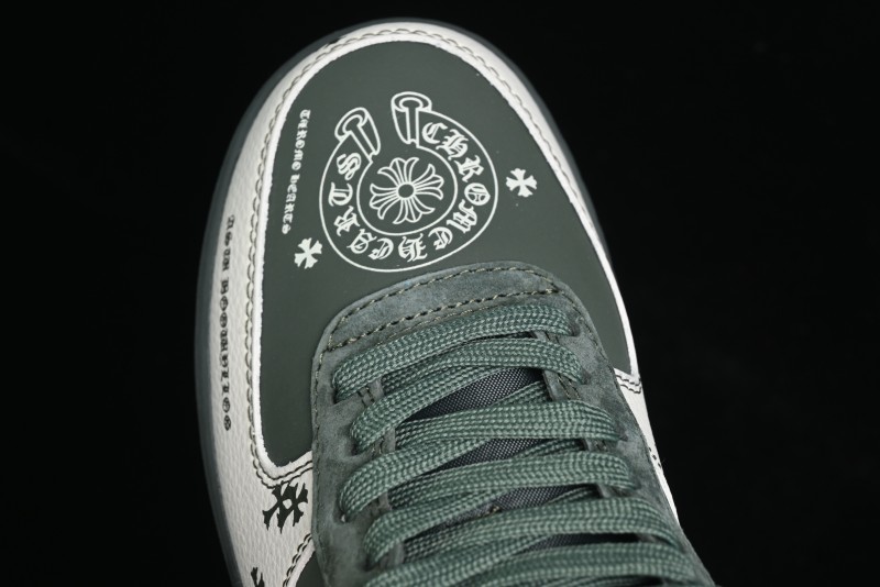 Nike Air Force 1 '07 Low Chrome Hearts Collaboration - Moss Green White Low-Top Casual Sneakers - KK1988-029