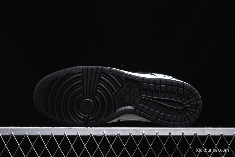 Nike SB Dunk Low Stussy Triple Collaboration - Patchwork Black Swoosh Anniversary Custom Low-Top Casual Skate Shoes - YX5066-222