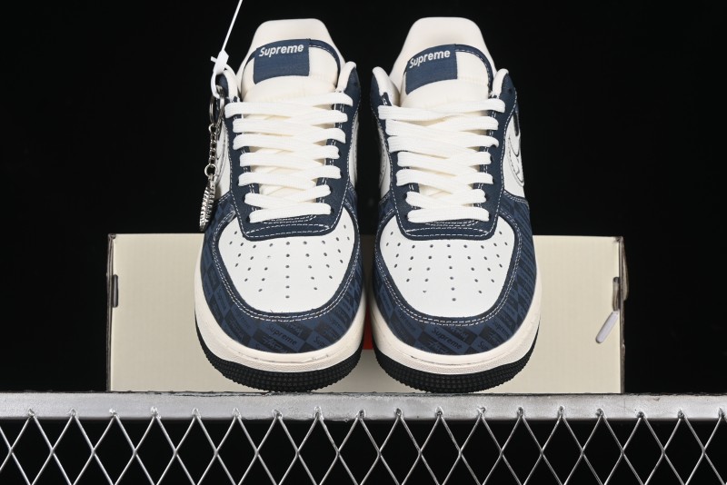 Nike Air Force 1 '07 Low Supreme Casual Sneakers in White-Blue Shadow - KK1988-009