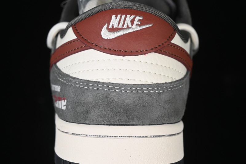 Nike SB Dunk Low Supreme Collaboration - Grey White Red Anniversary Customized Low-Top Casual Sneakers - XS1186-102