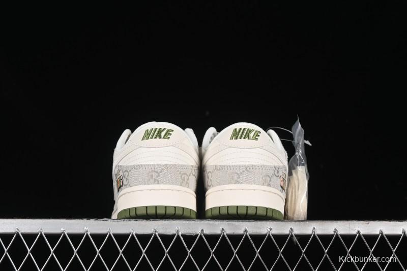 Nike SB Dunk Low Gucci Collaboration - Smoke Green Anniversary High-End Custom Low-Top Casual Skate Shoes - XX2025-389