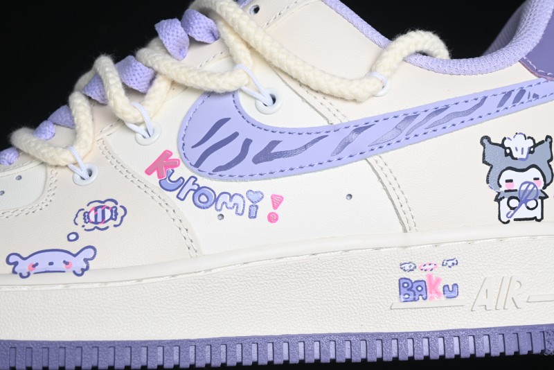 Nike Air Force 1 Low Kuromi Casual Sneakers with Lace-Up Design - BD7701-220