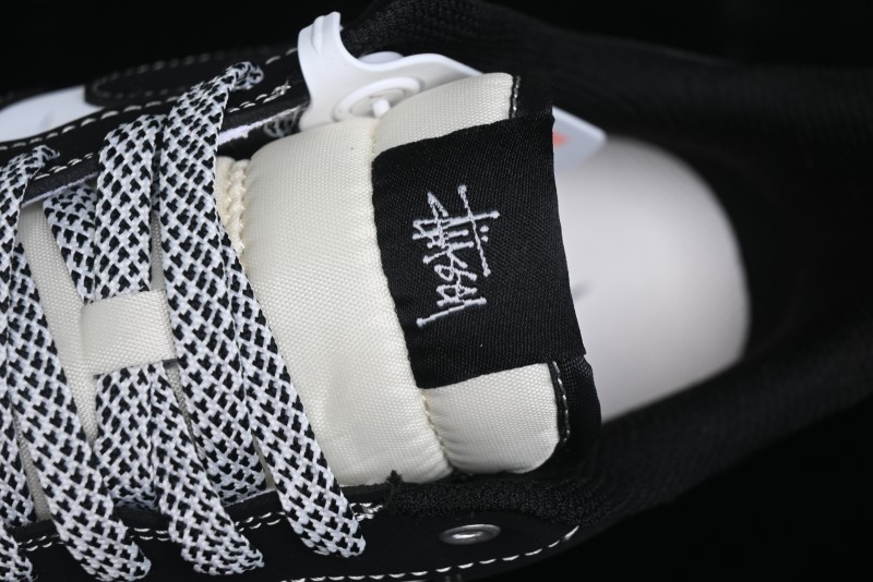 Nike Air Force 1 '07 Low Stussy Collaboration - Black White Double Swoosh Red Tag Low-Top Casual Sneakers - SJ6698-012
