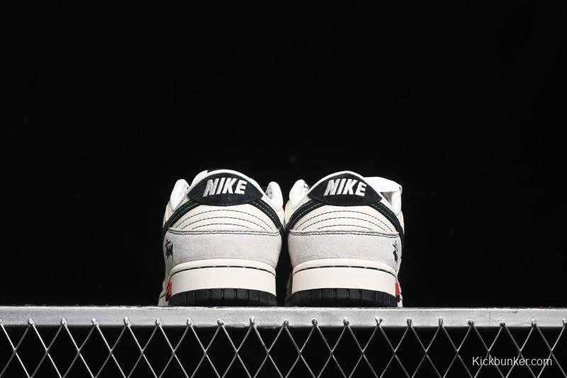 Nike SB Dunk Low Stussy Collaboration - Embroidered Black Swoosh Anniversary High-End Custom Low-Top Casual Sneakers - MM1089-031