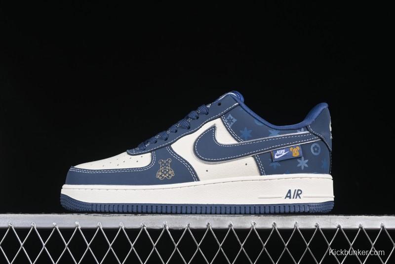 Nike Air Force 1 '07 Low Teddy Bear Collaboration Suede Blue Low-Top Casual Sneakers - KK1988-054